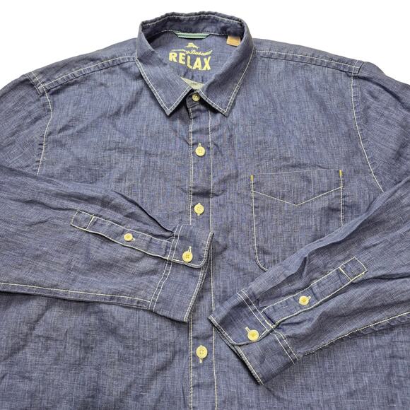 Tommy Bahama Other - Tommy Bahama Relax Linen Men XXL Long Sleeve Shirt Blue Lightweight Marlin Logo